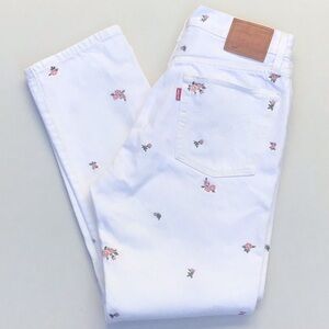 Levi’s 501 embroidered floral white denim jeans